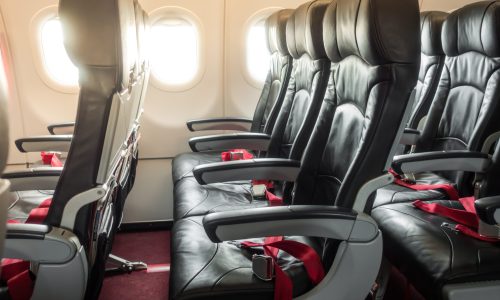 Airplane seats in the cabin